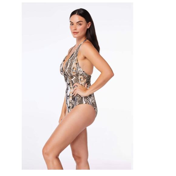 Bleu Rod Beattie Women's Walk On The Wild Side Plunge One Piece Swimsuit 10 NWT - Picture 4 of 5